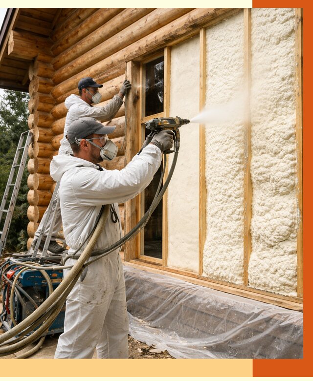 Утепление деревянного дома ППУ в Усть-Илимске от 4368 руб/м2 | ТепломастерСть — под ключ