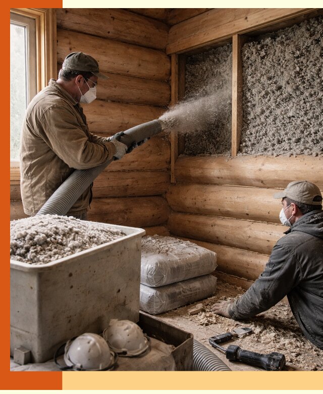 Утепление дома из бруса эковатой в Усть-Илимске