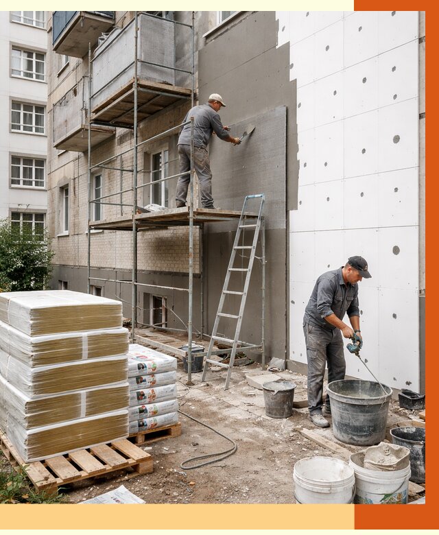 Утепление квартиры снаружи в Усть-Илимске от 6396 руб/м2 под ключ | ТепломастерСть