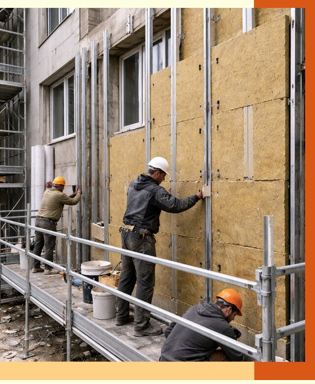 Утепление вентилируемого фасада в Усть-Илимске от 5824 руб/м2 — монтаж и утепление вентфасад | ТепломастерСть