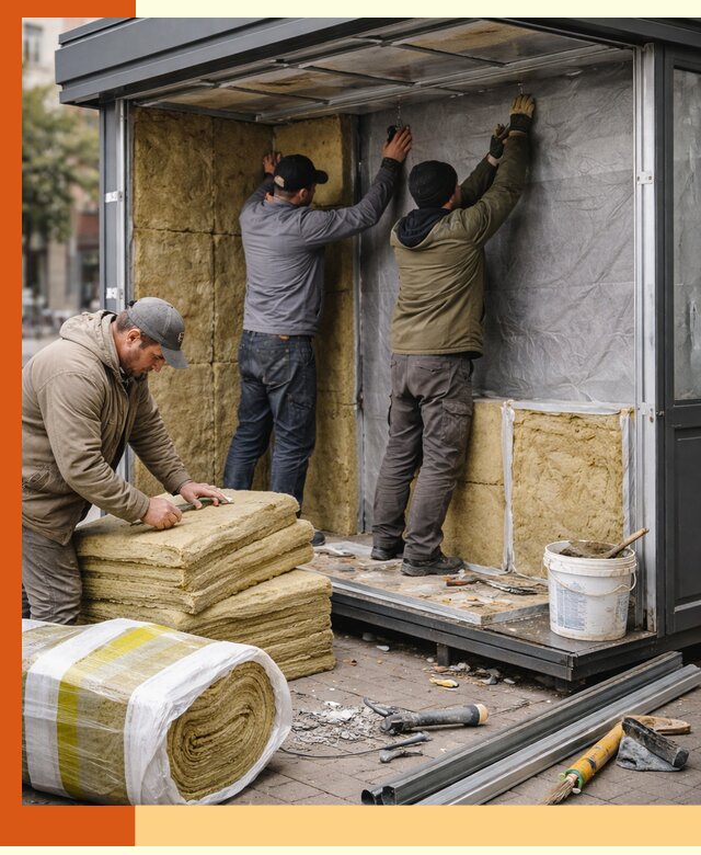 Утепление павильона шаурмы под ключ в Усть-Илимске