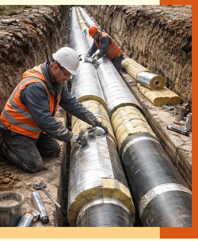 Утепление теплотрассы в Усть-Илимске от 4680 руб./м2 — ппу и комплексная изоляция | ТепломастерСть