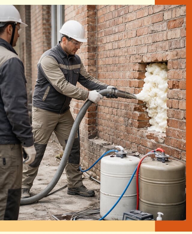 Заливка ППУ в пустоты кирпичной стены в Усть-Илимске от 2860 руб. | ТепломастерСть