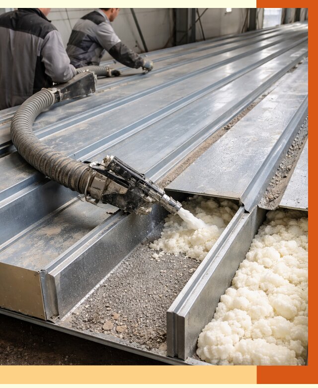 Заполнение пустот кровельных панелей в Усть-Илимске от 7488 руб. под ключ | ТепломастерСть