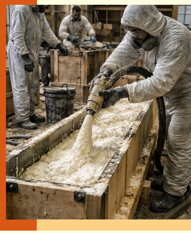 Заливка пенополиуретана в формы для утепления в Усть-Илимске