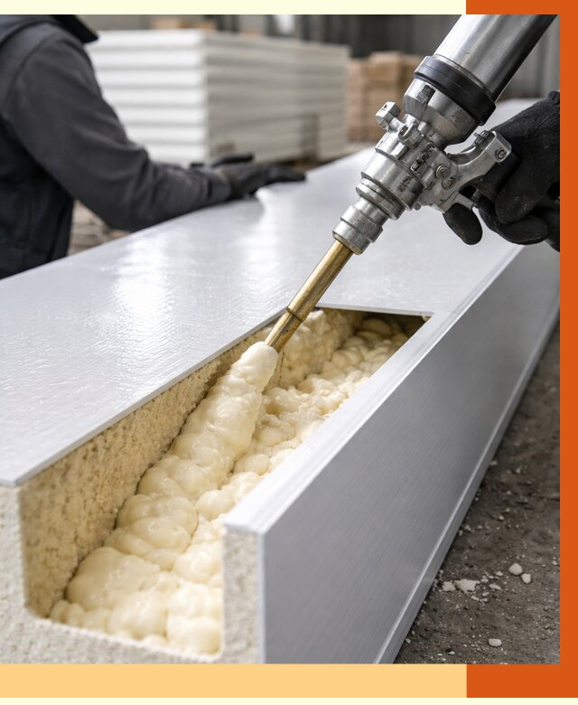 Заполнение пустот холодильных панелей в Усть-Илимске от 7800 руб. | ТепломастерСть