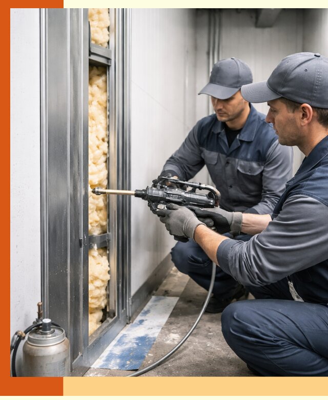 Заполнение пустот холодильных панелей в Усть-Илимске специализированной пеной