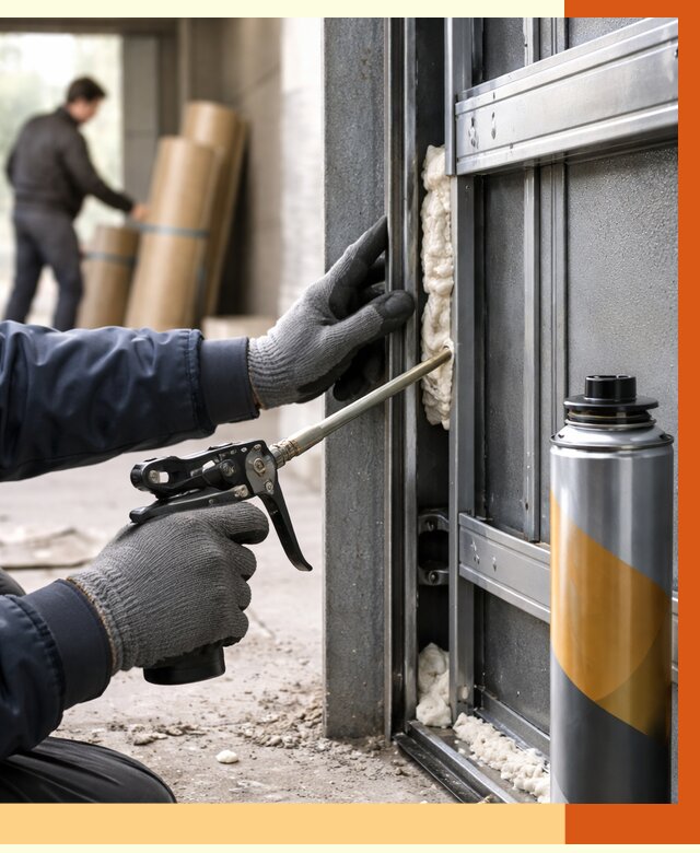 Заполнение пустот ворот в Усть-Илимске от 4680 руб. — заливка ППУ, утепление под ключ | ТепломастерСть