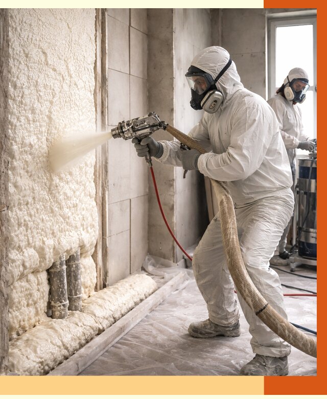 Напыление пенополиуретана в Усть-Илимске от 7800 руб./м2 — услуги и монтаж ППУ | ТепломастерСть