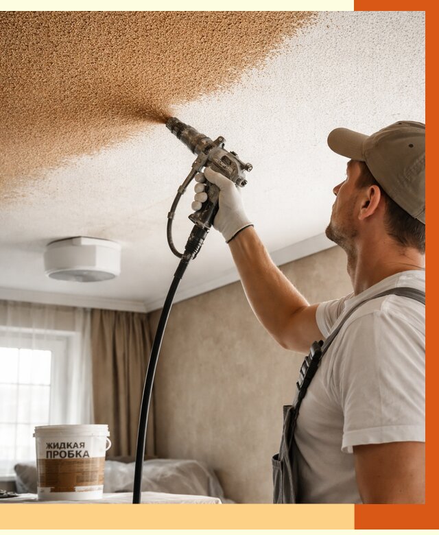 Утепление потолка жидкой пробкой в Усть-Илимске от 3640 руб. | ТепломастерСть