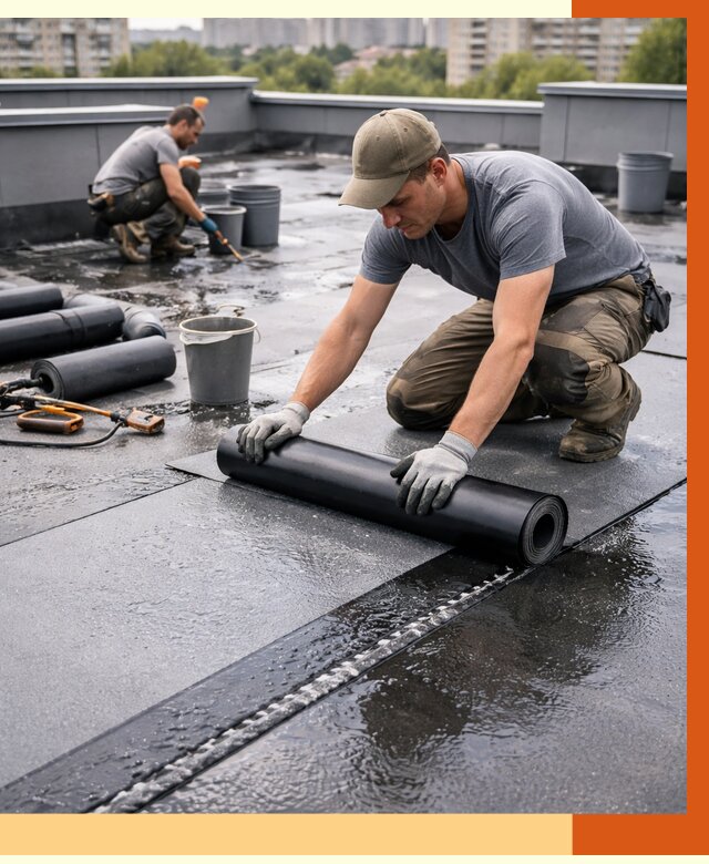 Гидроизоляция плоской кровли в Усть-Илимске от 4680 руб./м2 — профессионально | ТепломастерСть
