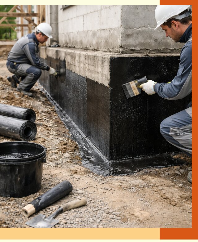 Гидроизоляция фундамента в Усть-Илимске от 1300 руб. — профессионально, под ключ | ТепломастерСть