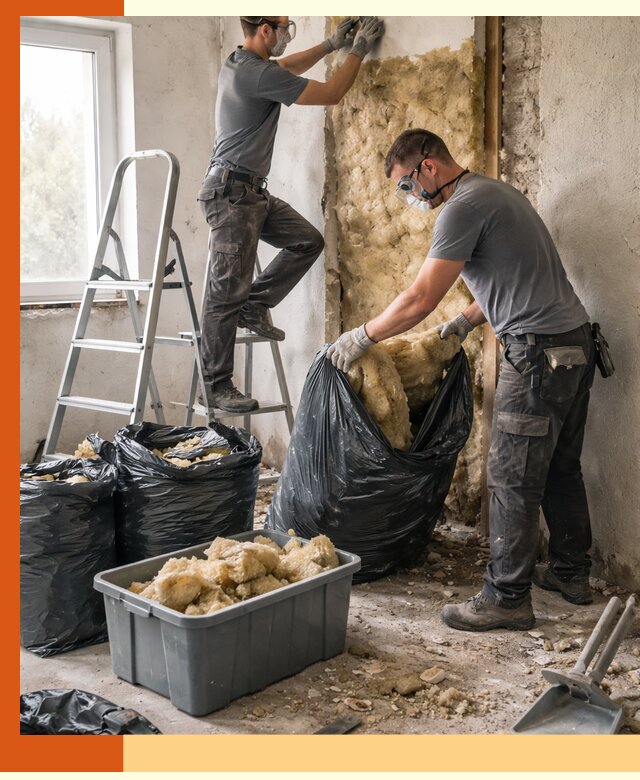 Демонтаж старого утеплителя и вывоз отходов в Усть-Илимске