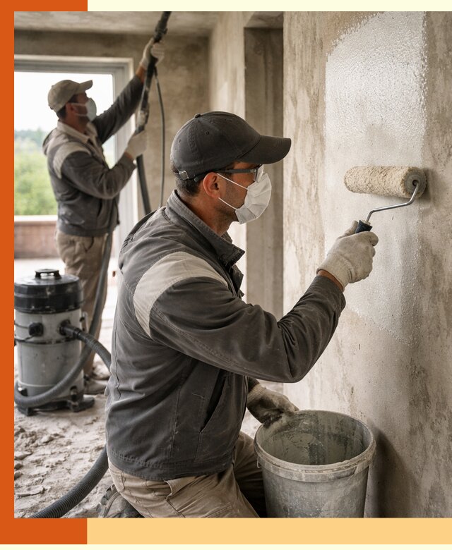 Подготовка поверхности под напыление утеплителя в Усть-Илимске