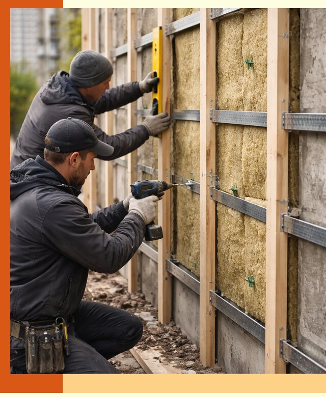 Монтаж обрешетки под утепление зданий и квартир в Усть-Илимске